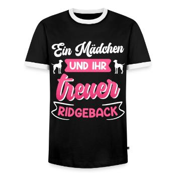Rhodesian Ridgeback EIN MÄDCHEN UND IHR TREUER - Männer Kontrast-T-Shirt - Schwarz/Weiß - Vorne - AI Model Female 172 light (172cm) & AI Model Male 178 light (178cm)