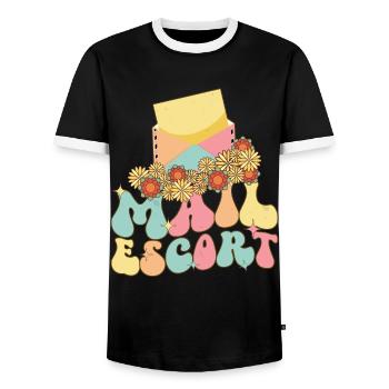 Préposé aux postes Service postal Commis des postes Facteur - T-shirt contrasté Homme - noir/blanc - Devant - AI Model Female 172 light (172cm) & AI Model Male 178 light (178cm)