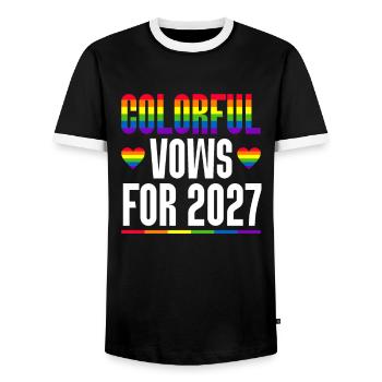 Gay Pride 2027 Mariage Mariage gay - T-shirt contrasté Homme - noir/blanc - Devant - AI Model Female 172 light (172cm) & AI Model Male 178 light (178cm)