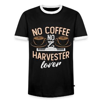 Harvester Lover No Coffee No Farmer Coffee Lover - Men's Ringer Shirt - black/white - Front - AI Model Female 172 light (172cm) & AI Model Male 178 light (178cm)