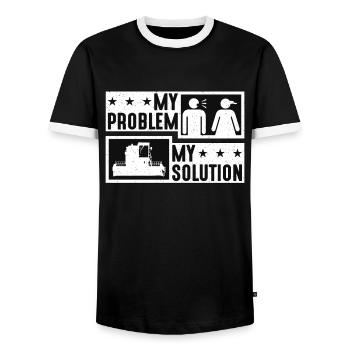 Harvester Lover My Problem My Pictogram Mom Dad - Men's Ringer Shirt - black/white - Front - AI Model Female 172 light (172cm) & AI Model Male 178 light (178cm)
