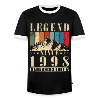 Légende 1998 Anniversaire Année de naissance 1998 Hommes - T-shirt contrasté Homme - noir/blanc - Devant - AI Model Female 172 light (172cm) & AI Model Male 178 light (178cm)