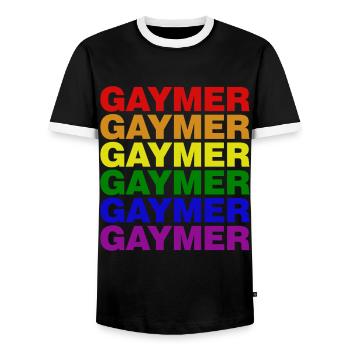 Gaymer LGBT Pride Rainbow Gamer Video Games - Männer Kontrast-T-Shirt - Schwarz/Weiß - Vorne - AI Model Female 172 light (172cm) & AI Model Male 178 light (178cm)
