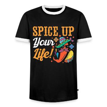 Mexican Fiesta Cinco De Mayo - Men's Ringer Shirt - black/white - Front - AI Model Female 172 light (172cm) & AI Model Male 178 light (178cm)