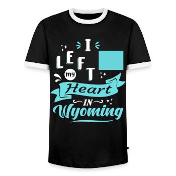 Wyoming Souvenir Liebe - Männer Kontrast-T-Shirt - Schwarz/Weiß - Vorne - AI Model Female 172 light (172cm) & AI Model Male 178 light (178cm)