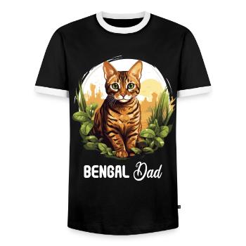 Bengal Cat Bengalkatze - Männer Kontrast-T-Shirt - Schwarz/Weiß - Vorne - AI Model Female 172 light (172cm) & AI Model Male 178 light (178cm)
