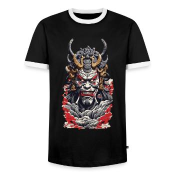 Esthétique Yokai Streetwear Démon Japonais - T-shirt contrasté Homme - noir/blanc - Devant - AI Model Female 172 light (172cm) & AI Model Male 178 light (178cm)