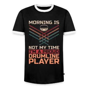 Drumline Player Morning Is Not My Time Drum Player - Männer Kontrast-T-Shirt - Schwarz/Weiß - Vorne - AI Model Female 172 light (172cm) & AI Model Male 178 light (178cm)