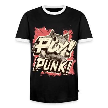 Cartoon Punk Schwein - Männer Kontrast-T-Shirt - Schwarz/Weiß - Vorne - AI Model Female 172 light (172cm) & AI Model Male 178 light (178cm)