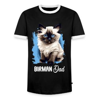 Birman Cat Birma Katze - Men's Ringer Shirt - black/white - Front - AI Model Female 172 light (172cm) & AI Model Male 178 light (178cm)