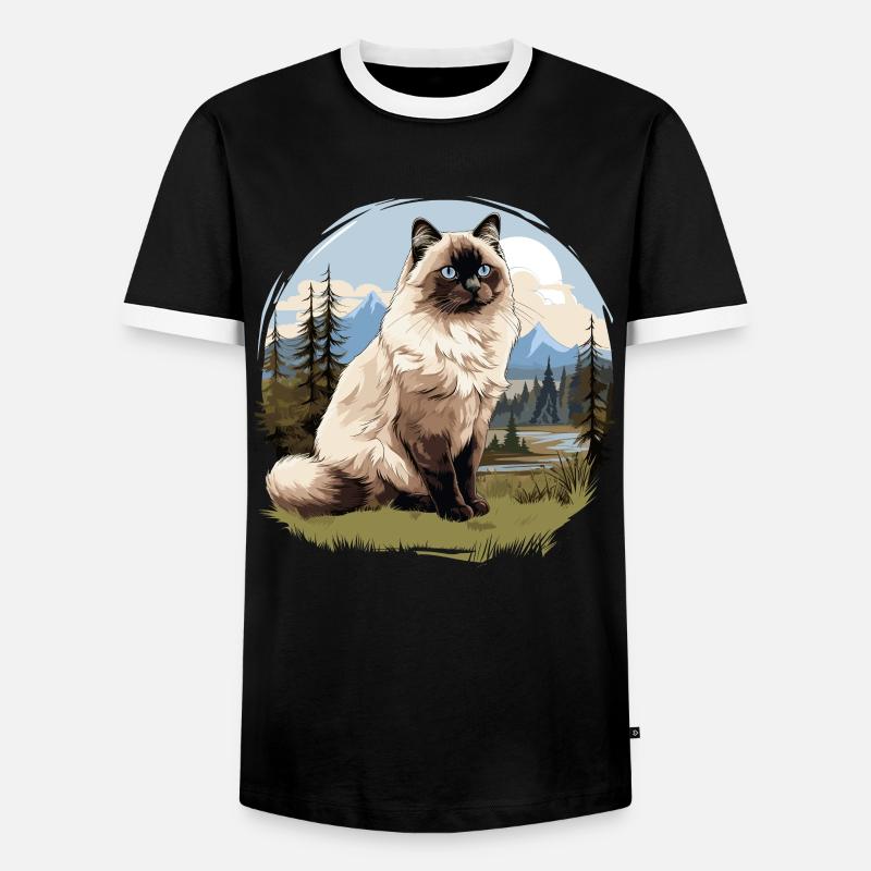 Birman Cat Birma Katze - Men's Ringer Shirt - black/white