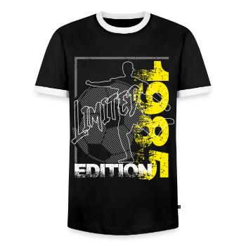 Limited Edition 1985 Limited Edition Football - Men's Ringer Shirt - black/white - Front - AI Model Female 172 light (172cm) & AI Model Male 178 light (178cm)
