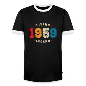 1959 anniversaire rétro légende vivante - T-shirt contrasté Homme - noir/blanc - Devant - AI Model Female 172 light (172cm) & AI Model Male 178 light (178cm)
