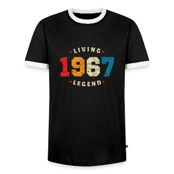 1967 anniversaire rétro légende vivante - T-shirt contrasté Homme - noir/blanc - Devant - AI Model Female 172 light (172cm) & AI Model Male 178 light (178cm)