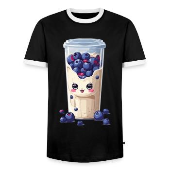 Blueberries Cute Milkshake Kawaii Fun - Men's Ringer Shirt - black/white - Front - AI Model Female 172 light (172cm) & AI Model Male 178 light (178cm)