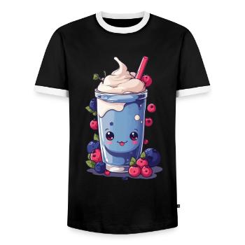 Baies Milkshake Fun Kawaii Anime Design - T-shirt contrasté Homme - noir/blanc - Devant - AI Model Female 172 light (172cm) & AI Model Male 178 light (178cm)