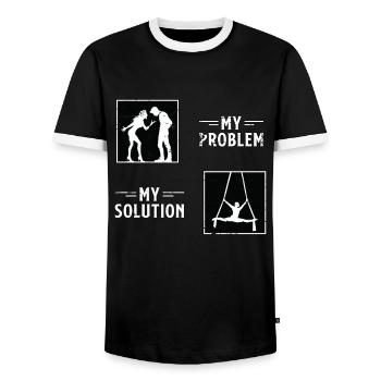 Acrobate Mon problème Ma solution Pictogramme Papa Maman - T-shirt contrasté Homme - noir/blanc - Devant - AI Model Female 172 light (172cm) & AI Model Male 178 light (178cm)