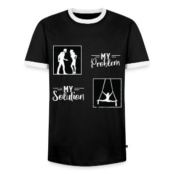 Acrobate Mon problème Ma solution Pictogramme Maman Papa - T-shirt contrasté Homme - noir/blanc - Devant - AI Model Female 172 light (172cm) & AI Model Male 178 light (178cm)