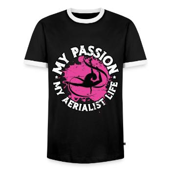 Aerialist My Passion My Aerialist Life Aerial Arts - Männer Kontrast-T-Shirt - Schwarz/Weiß - Vorne - AI Model Female 172 light (172cm) & AI Model Male 178 light (178cm)