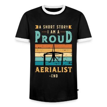 Aerialist A Short Story I Am A Proud Gymnastics - Men's Ringer Shirt - black/white - Front - AI Model Female 172 light (172cm) & AI Model Male 178 light (178cm)