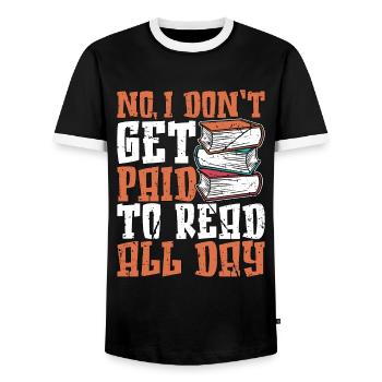Bibliothécaire Non, je ne suis pas payé Bibliothécaires rat - T-shirt contrasté Homme - noir/blanc - Devant - AI Model Female 172 light (172cm) & AI Model Male 178 light (178cm)