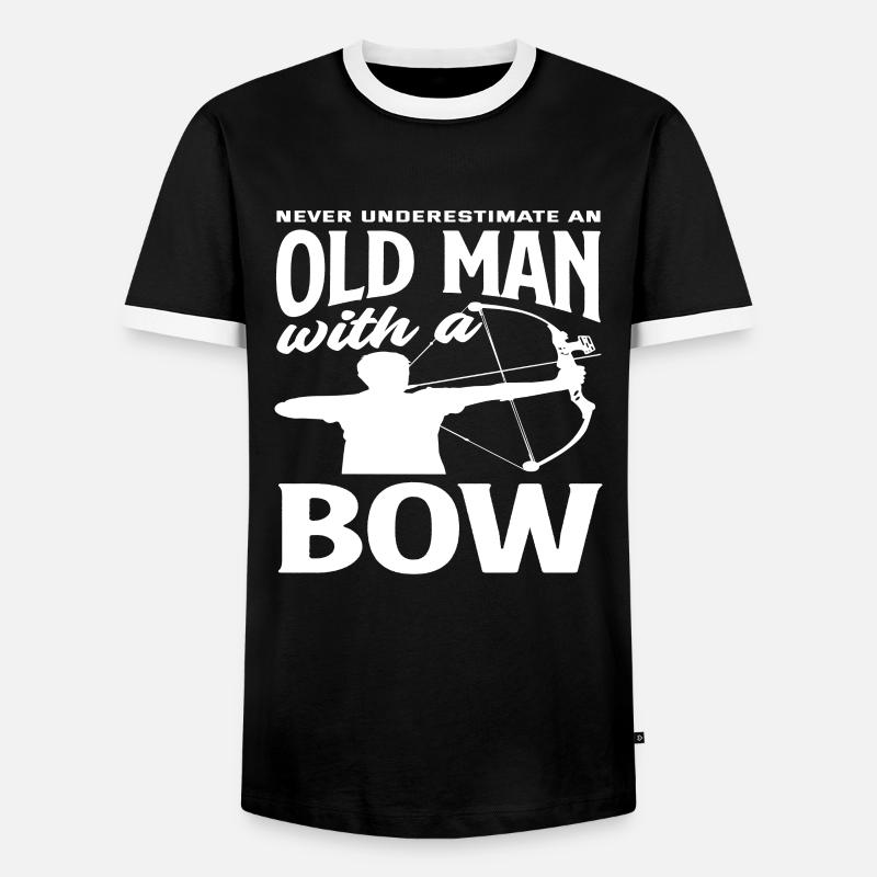 Alter Mann Bogen Bogenschießen - Männer Kontrast-T-Shirt - Schwarz/Weiß