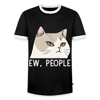 Ew People Cat Lustige Vintage Anti -soziale - Männer Kontrast-T-Shirt - Schwarz/Weiß - Vorne - AI Model Female 172 light (172cm) & AI Model Male 178 light (178cm)