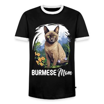 Chat birman Birmanie Katze - T-shirt contrasté Homme - noir/blanc - Devant - AI Model Female 172 light (172cm) & AI Model Male 178 light (178cm)