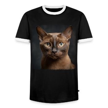 Chat birman Birmanie Katze - T-shirt contrasté Homme - noir/blanc - Devant - AI Model Female 172 light (172cm) & AI Model Male 178 light (178cm)