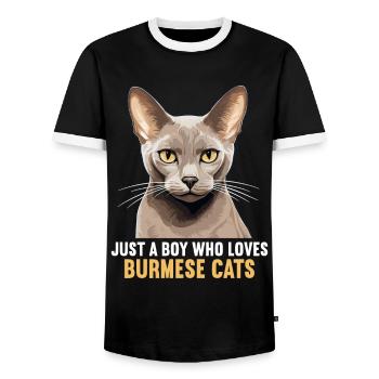 Chat birman Birmanie Katze - T-shirt contrasté Homme - noir/blanc - Devant - AI Model Female 172 light (172cm) & AI Model Male 178 light (178cm)