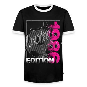 Limited Edition 1986 Limited Edition Football - Men's Ringer Shirt - black/white - Front - AI Model Female 172 light (172cm) & AI Model Male 178 light (178cm)
