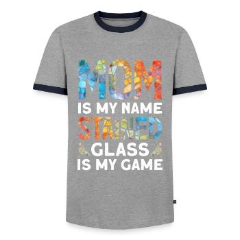 Drôle de vitrail - T-shirt contrasté Homme - gris/marine  - Devant - AI Model Female 172 light (172cm) & AI Model Male 178 light (178cm)