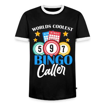 Bingo Caller Bingo Player Gambling Lottery - Men's Ringer Shirt - black/white - Front - AI Model Female 172 light (172cm) & AI Model Male 178 light (178cm)