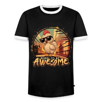 Born To Be Awesome Coole Sonnenbrille Huhn - Männer Kontrast-T-Shirt - Schwarz/Weiß - Vorne - AI Model Female 172 light (172cm) & AI Model Male 178 light (178cm)