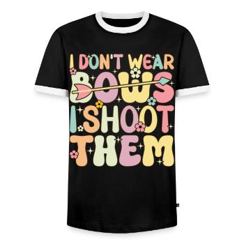 Groovy Archery Girl Archer I don't wear any - Men's Ringer Shirt - black/white - Front - AI Model Female 172 light (172cm) & AI Model Male 178 light (178cm)