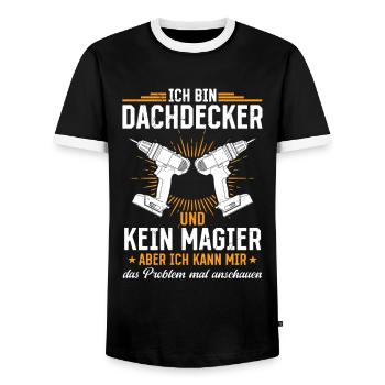 I'm a roofer and not a magician More than magic - Men's Ringer Shirt - black/white - Front - AI Model Female 172 light (172cm) & AI Model Male 178 light (178cm)