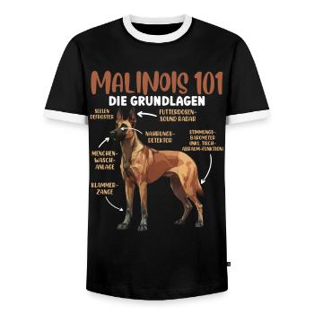 MALIOIS 101 DIE GRUNDLAGEND Lustiges Belgischer - Männer Kontrast-T-Shirt - Schwarz/Weiß - Vorne - AI Model Female 172 light (172cm) & AI Model Male 178 light (178cm)