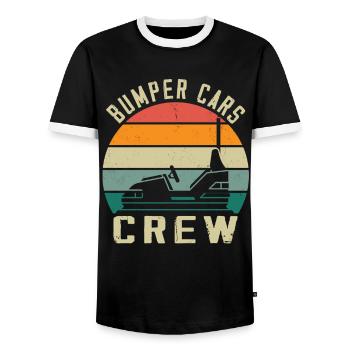 Amusement park, funfair, fair, bumper cars - Men's Ringer Shirt - black/white - Front - AI Model Female 172 light (172cm) & AI Model Male 178 light (178cm)