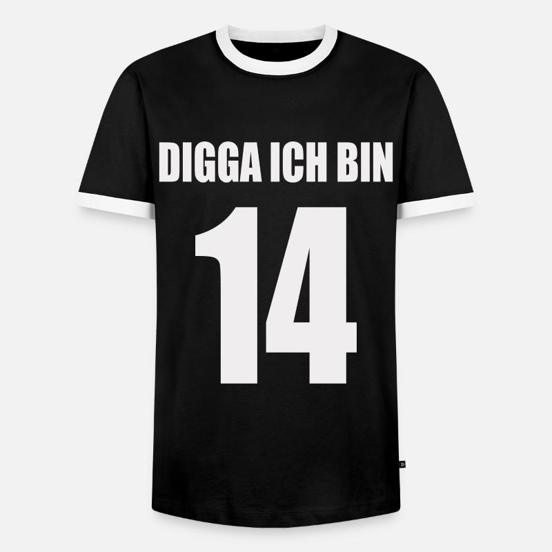 Digga ich bin 14 - Männer Kontrast-T-Shirt - Schwarz/Weiß