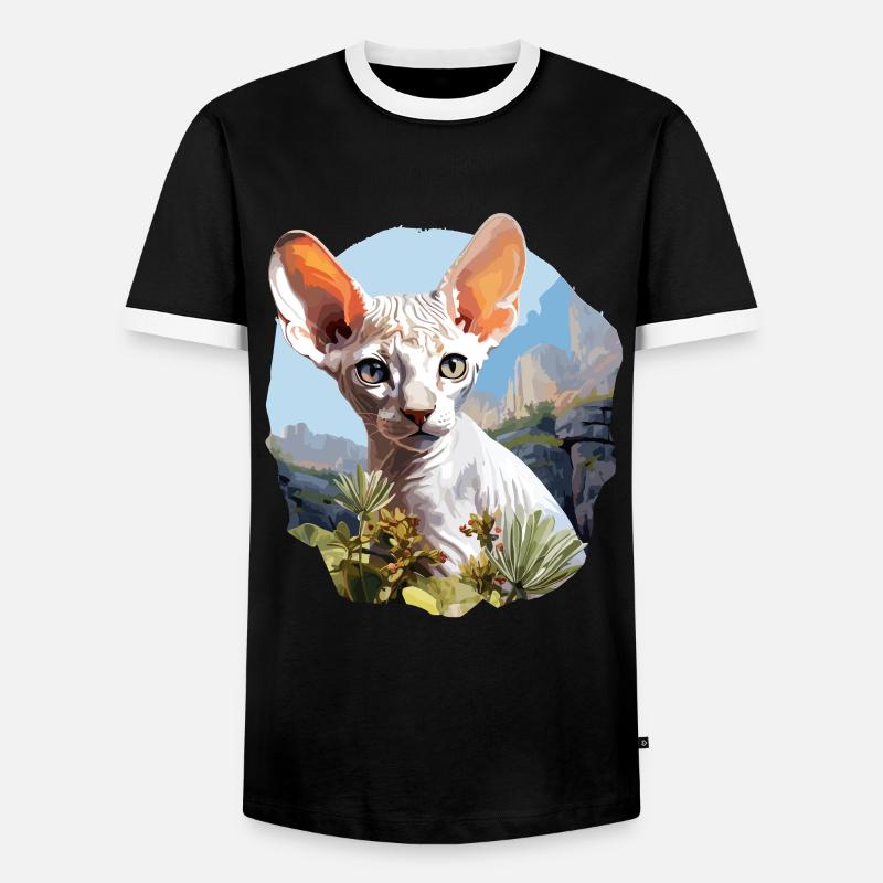 Cornish Rex Kätzchen Cornish Rex Katze - Männer Kontrast-T-Shirt - Schwarz/Weiß