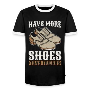 Tap Dance Avoir plus de chaussures Aime danser Tap Dancer - T-shirt contrasté Homme - noir/blanc - Devant - AI Model Female 172 light (172cm) & AI Model Male 178 light (178cm)