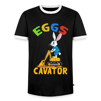 Lustiger Ostern Spruch Osterhase Baggerfahrer - Männer Kontrast-T-Shirt - Schwarz/Weiß - Vorne - AI Model Female 172 light (172cm) & AI Model Male 178 light (178cm)