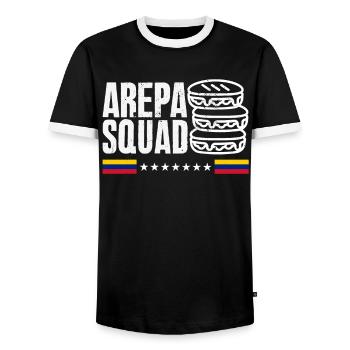 Arepas Colombian Venezuela Food - Men's Ringer Shirt - black/white - Front - AI Model Female 172 light (172cm) & AI Model Male 178 light (178cm)