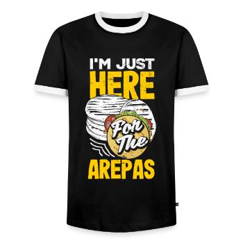 Arepas Colombian Venezuela Food - Men's Ringer Shirt - black/white - Front - AI Model Female 172 light (172cm) & AI Model Male 178 light (178cm)