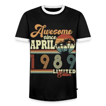 1989 Avril 1989 Jubilé Avril 1989 Avril - T-shirt contrasté Homme - noir/blanc - Devant - AI Model Female 172 light (172cm) & AI Model Male 178 light (178cm)