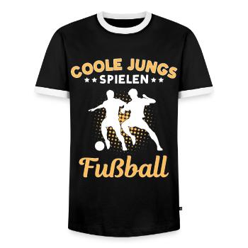 Cool Boys Playing Soccer - Men's Ringer Shirt - black/white - Front - AI Model Female 172 light (172cm) & AI Model Male 178 light (178cm)