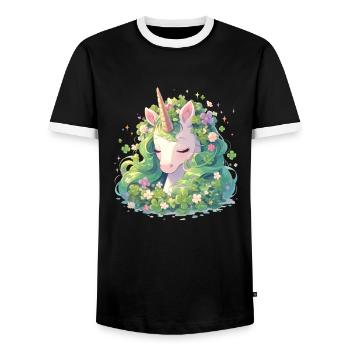 Licorne Saint-Patrick Licorne japonaise - T-shirt contrasté Homme - noir/blanc - Devant - AI Model Female 172 light (172cm) & AI Model Male 178 light (178cm)