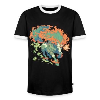 Licorne Saint-Patrick Licorne japonaise - T-shirt contrasté Homme - noir/blanc - Devant - AI Model Female 172 light (172cm) & AI Model Male 178 light (178cm)