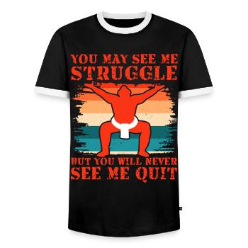 Du siehst mich vielleicht kämpfen, aber du siehst mich nie aufgeben - Männer Kontrast-T-Shirt - Schwarz/Weiß - Vorne - AI Model Female 172 light (172cm) & AI Model Male 178 light (178cm)