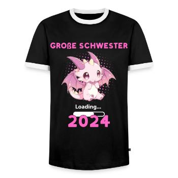 Big Sister 2024 Loading - Men's Ringer Shirt - black/white - Front - AI Model Female 172 light (172cm) & AI Model Male 178 light (178cm)